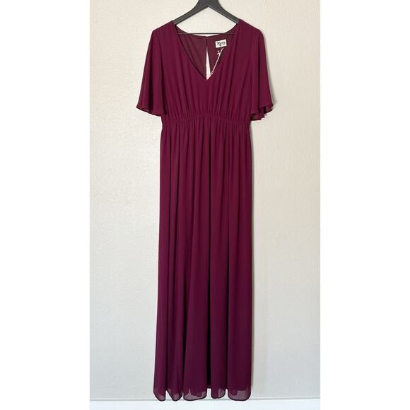 Show Me Your MuMu‎ Emily Empire Maxi Dress Merlot Chiffon Bridesmaid Size XL NEW - Picture 3 of 9
